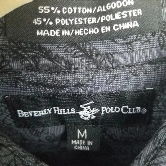 Beverly Hills Polo Paisley Print Embossed Black Men's Long-sleeved Shirt Sz M - Picture 6 of 7